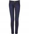 Bring high style to your casual look with these flattering jeans from Hudson - Wide waistband with dual button closure, belt loops, off-seam pockets, back flap pockets with logo, skinny fit, cropped - Style with a printed blouse, a loose knit cardigan, and wedge heels