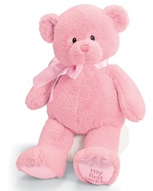 A loveable teddy for your new addition, this supersoft guy has a jaunty bow tie at his neck and embroidered My 1st Teddy on the foot. A loveable teddy for your new addition, this supersoft guy has a jaunty bow tie at his neck and embroidered My 1st Teddy on the foot.