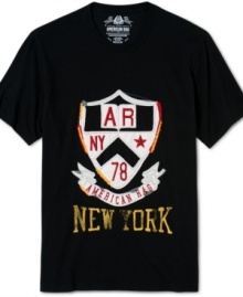 American Rag styles a witty send-up of the elaborate crests on traditional collegiate tees with this appliqué  AR 78 T-shirt.