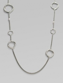 From the Infinity Collection. A signature Yurman box chain of sterling silver is gracefully stationed with cable-and-smooth interlocking rings and sprinkled with tiny white pearls. 5.5mm white cultured freshwater pearls Sterling silver Length, about 44 Toggle closure Imported From the Infinity Collection. A signature Yurman box chain of sterling silver is gracefully stationed with cable-and-smooth interlocking rings and sprinkled with tiny white pearls. 5.5mm white cultured freshwater pearls Sterling silver Length, about 44 Toggle closure Imported