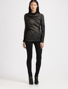 Asymmetrically draped wraps of sheer fabric stretch over a contrasting, one-shoulder blouse, adding a dash dimension to this contemporary must-have. Sheer cowlneck overlayBoatneck lining with single long sleeve50% cotton/44% wool/5% nylon/1% LycraDry cleanMade in ItalyModel shown is 5'10 (177cm) wearing US size X-Small/Small. Asymmetrically draped wraps of sheer fabric stretch over a contrasting, one-shoulder blouse, adding a dash dimension to this contemporary must-have. Sheer cowlneck overlayBoatneck lining with single long sleeve50% cotton/44% wool/5% nylon/1% LycraDry cleanMade in ItalyModel shown is 5'10 (177cm) wearing US size X-Small/Small.