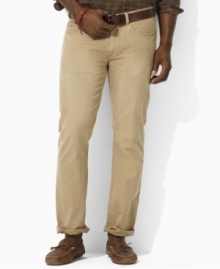 The essential pant is crafted from soft, light-as-air cotton slub twill and tailored in a five-pocket jean silhouette with a straight leg, flat front and classic rise. (Clearance)