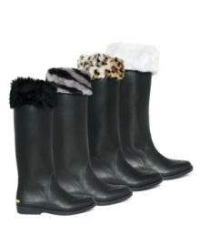 Freezing toes need a fierce fix. Make your rain boots winter-ready with these fabulous faux fur liners by Betsey Johnson. Freezing toes need a fierce fix. Make your rain boots winter-ready with these fabulous faux fur liners by Betsey Johnson.