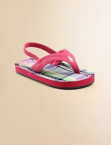 Her feet will be comfy and cozy in these thong sandals with plaid insole and rear elasticized ankle strap for easy on and off.Rear elasticized ankle strapSlip-onSportbuck upperCotton liningRubber solePadded insoleImported Her feet will be comfy and cozy in these thong sandals with plaid insole and rear elasticized ankle strap for easy on and off.Rear elasticized ankle strapSlip-onSportbuck upperCotton liningRubber solePadded insoleImported