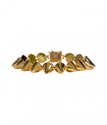Tough goes luxe with this cone-shaped gold-plated bracelet from New York Jewelry designer Eddie Borgo - Gold-plated cone-shaped spike bracelet - Pair with a figure-hugging cocktail sheath or an elevated jeans-and-tee ensemble Tough goes luxe with this cone-shaped gold-plated bracelet from New York Jewelry designer Eddie Borgo - Gold-plated cone-shaped spike bracelet - Pair with a figure-hugging cocktail sheath or an elevated jeans-and-tee ensemble