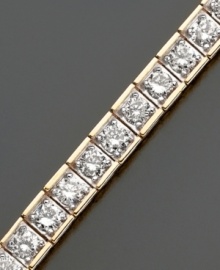 Dazzling design. This beautiful diamond bracelet features round-cut diamonds (5 ct. t.w.) in polished 14k gold. Approximate length: 7-1/4 inches.