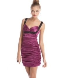 Rock the party in Trixxi's fitted sheath. Ruched with sequined embellishments, pair it with sky-high heels for a hot look! Rock the party in Trixxi's fitted sheath. Ruched with sequined embellishments, pair it with sky-high heels for a hot look!