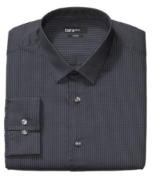 Check yourself. This shirt from Bar III adds a punch of pattern to an ordinary suit.