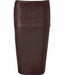 Luxurious skirt made ..of fine, brown lamb leather - New tube shape, narrow and knee length - With a stylish fold-over - A figure knockout, you have never worn a skirt that molds such curves and makes you look so totally lean at the same time - In the office with a blazer and blouse, in the evening with a tunic and sandals Luxurious skirt made ..of fine, brown lamb leather - New tube shape, narrow and knee length - With a stylish fold-over - A figure knockout, you have never worn a skirt that molds such curves and makes you look so totally lean at the same time - In the office with a blazer and blouse, in the evening with a tunic and sandals
