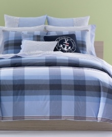 Set sail with Tommy! The Heritage duvet cover set makes over your bed in preppy, Tommy Hilfiger style with its yarn-dyed handkerchief plaid finished with red accents. Features pure cotton; button closure. Set sail with Tommy! The Heritage duvet cover set makes over your bed in preppy, Tommy Hilfiger style with its yarn-dyed handkerchief plaid finished with red accents. Features pure cotton; button closure.