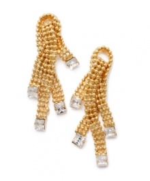 Let your individuality shine. Bar III's unique earrings feature an exquisite blend of beaded mesh chains and sparkling crystal accents. Crafted in gold tone mixed metal. Approximate drop: 1-1/2 inches.