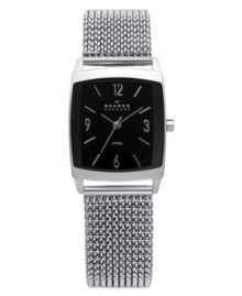 Dark decadence. This timeless watch by Skagen Denmark boasts a stretch bracelet for gentle wear.