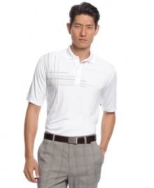 Smart, unpretentious, and casual polo shirt by Greg Norman for Tasso Elba. Works well with slacks, jeans, and golf shorts.