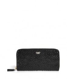 Add instant luxe to the everyday with this woven leather wallet from cult favorite Anya Hindmarch - Classic rectangular shape, top zip closure, front log detail, inside card slots and bill fold - Perfect for everyday use or as a thoughtful gift Add instant luxe to the everyday with this woven leather wallet from cult favorite Anya Hindmarch - Classic rectangular shape, top zip closure, front log detail, inside card slots and bill fold - Perfect for everyday use or as a thoughtful gift
