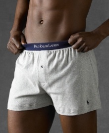 Classic 2-pack of essential solid boxers in refined knit cotton jersey from Polo Ralph Lauren. Classic 2-pack of essential solid boxers in refined knit cotton jersey from Polo Ralph Lauren.