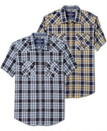 In a crisp plaid, this shirt from Ecko Unltd steps up your weekend style in an instant.