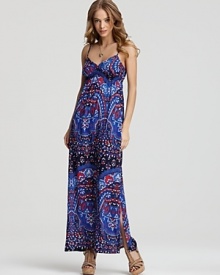 Aqua Dress - Nordic Paisley Empire Maxi