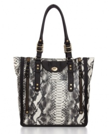 Rock-chic drama: with a python print and edgy goldtone hardware, the Chatter Box tote will get them talking. Rock-chic drama: with a python print and edgy goldtone hardware, the Chatter Box tote will get them talking.