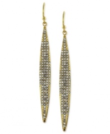 Elegance refined. These linear earrings from Vince Camuto are crafted from gold-tone mixed metal with crystal pave accents adding a lustrous touch. Approximate drop: 2-1/2 inches. Elegance refined. These linear earrings from Vince Camuto are crafted from gold-tone mixed metal with crystal pave accents adding a lustrous touch. Approximate drop: 2-1/2 inches.