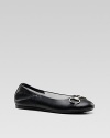 Supple leather ballerina with iconic horsebit detail.Leather upper Slip-on Hypoallergenic palladium finish hardware Elastic back Rubber sole Made in Italy Additional InformationKid's Shoe Size Guide (European Equivalent) 
