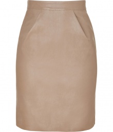 Luxe skirt in ultra-supple, beige leather - A sexy, sophisticated standout from French cult label Jitrois - Classic pencil cut is fitted and feminine, hits above the knee - Elegant dart detail at hips - Higher waist, zips at back - Flattering and polished, a must in any modern wardrobe - Pair with a blouse and blazer by day, or wear with a silk top and sandals by night Luxe skirt in ultra-supple, beige leather - A sexy, sophisticated standout from French cult label Jitrois - Classic pencil cut is fitted and feminine, hits above the knee - Elegant dart detail at hips - Higher waist, zips at back - Flattering and polished, a must in any modern wardrobe - Pair with a blouse and blazer by day, or wear with a silk top and sandals by night