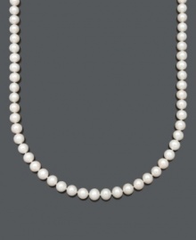Channel the elegance of style greats like Jacqueline Kennedy Onassis. This Belle de Mer necklace is no exception with its polished AA+ cultured freshwater pearls (8-9 mm) and 14k gold clasp. Approximate length: 16 inches. Channel the elegance of style greats like Jacqueline Kennedy Onassis. This Belle de Mer necklace is no exception with its polished AA+ cultured freshwater pearls (8-9 mm) and 14k gold clasp. Approximate length: 16 inches.