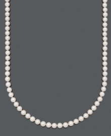 Culture and refinement. Belle de Mer's elegant necklace highlights A+, cultured freshwater pearls (7-1/2-8 mm) and a 14k gold clasp. Approximate length: 20 inches. Culture and refinement. Belle de Mer's elegant necklace highlights A+, cultured freshwater pearls (7-1/2-8 mm) and a 14k gold clasp. Approximate length: 20 inches.