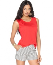 A deep cowl backline adds eye-catching appeal to this BCBGMAXAZRIA tank -- perfect for a hot party look!