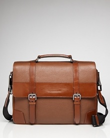 Mix it up with this double-duty briefcase with a crossbodys strap that makes the dash between meetings easier than ever. The look blends pebbled leather and smooth leather in complementary tones for workday sophistication with an edge. Mix it up with this double-duty briefcase with a crossbodys strap that makes the dash between meetings easier than ever. The look blends pebbled leather and smooth leather in complementary tones for workday sophistication with an edge.