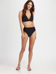 Full busts up to D cup will enjoy an idyllic fit thanks to innovative contour fabric, generous soft cups and neck ties for a customized fit. Halter strap ties at neckSoft cupsFlattering shirred detailsFully lined52% spandex/48% nylonHand washImportedPlease note: Bikini bottom sold separately. Full busts up to D cup will enjoy an idyllic fit thanks to innovative contour fabric, generous soft cups and neck ties for a customized fit. Halter strap ties at neckSoft cupsFlattering shirred detailsFully lined52% spandex/48% nylonHand washImportedPlease note: Bikini bottom sold separately.
