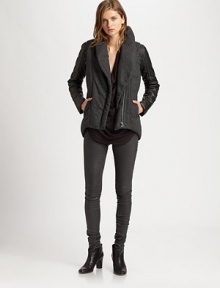 From the HELMUT capsule collection. Warm puffer silhouette with a soft wool body for textural appeal. FunnelneckLong sleevesZip frontFront slash pocketsHi-lo hemAbout 29 from shoulder to hemBody: WoolTrim: 85% cotton/12% resin/3% elastaneDry cleanImportedModel shown is 5'10 (177cm) wearing US size Small. From the HELMUT capsule collection. Warm puffer silhouette with a soft wool body for textural appeal. FunnelneckLong sleevesZip frontFront slash pocketsHi-lo hemAbout 29 from shoulder to hemBody: WoolTrim: 85% cotton/12% resin/3% elastaneDry cleanImportedModel shown is 5'10 (177cm) wearing US size Small.