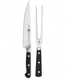 The anatomy of great knives! Curved bolsters introduce the greatest precision, comfort and safety into your space, while also supporting classic Western or Asian cutting styles. Optimized blade shapes and comfort spines improve slicing and dicing techniques and guarantee this carving set will be a perfect fit for every feast. Lifetime warranty. The anatomy of great knives! Curved bolsters introduce the greatest precision, comfort and safety into your space, while also supporting classic Western or Asian cutting styles. Optimized blade shapes and comfort spines improve slicing and dicing techniques and guarantee this carving set will be a perfect fit for every feast. Lifetime warranty.