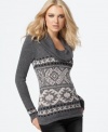 Warm up chilly days with a body-hugging silhouette and on-trend Fair Isle knit in this hot sweater from Buffalo Jeans. (Clearance)