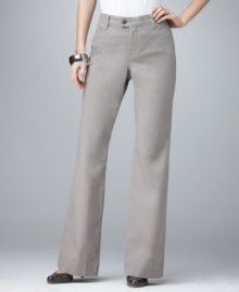 A tab front and flattering bootcut leg make these Style&co. twill pants a must-have. The comfort waistband features extra elastic stretch for a comfortable fit. A tab front and flattering bootcut leg make these Style&co. twill pants a must-have. The comfort waistband features extra elastic stretch for a comfortable fit.
