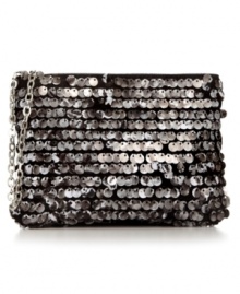 Be stunning in sequins. An adorable wristlet from BCBGeneration covered with look-at-me sequins and shiny nickel hardware. Be stunning in sequins. An adorable wristlet from BCBGeneration covered with look-at-me sequins and shiny nickel hardware.