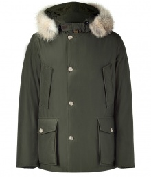 Sporty down parka in olive, coated cotton - A classic by the status brand Woolrich, this parka guarantees to keep you warm up to minus 35 degrees - With genuine goose down - and a snow-resistant coating - Cozy hood with fur trim - Zipper close and additional button placket - Side pockets and flap patch pockets - Sleeves with windproof cuffs - Awesome below the hip length - A dream piece forever, once you wear this parka, youll never put on any other for winter - Suitable for both business attire as well as all casual outfits Sporty down parka in olive, coated cotton - A classic by the status brand Woolrich, this parka guarantees to keep you warm up to minus 35 degrees - With genuine goose down - and a snow-resistant coating - Cozy hood with fur trim - Zipper close and additional button placket - Side pockets and flap patch pockets - Sleeves with windproof cuffs - Awesome below the hip length - A dream piece forever, once you wear this parka, youll never put on any other for winter - Suitable for both business attire as well as all casual outfits