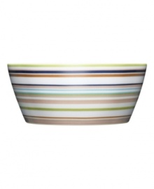 More than bold stripes and warm colors, the Origo dessert bowl transitions from oven to table and into the dishwasher without a hitch. Combine with other Iittala dinnerware pieces to make any setting pop. Designed by Alfredo Haberli. More than bold stripes and warm colors, the Origo dessert bowl transitions from oven to table and into the dishwasher without a hitch. Combine with other Iittala dinnerware pieces to make any setting pop. Designed by Alfredo Haberli.