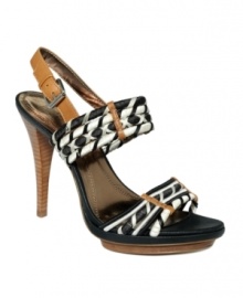 Festive prints and fun fabrics. Pair the FALCHI by Falchi's Arielle sandals with solids and watch the patterns pop.