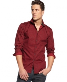 Change your pattern with this paisley and striped shirt from INC International Concepts. Change your pattern with this paisley and striped shirt from INC International Concepts.