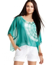 A whisper of sheer chiffon, an on-trend tie-dye print...INC's ethereal topper makes a perfect summer fashion statement!