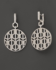 An eye-catching geometric pattern and brilliant diamonds distinguish these sterling silver drop earrings from India Hicks.