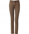 Stylish pants in fine dark brown cotton - Trendy chino cut with a slim leg - Casual, trendy and crazy comfortable, a great alternative to jeans  - A style dream, wear these pants in the office with a chic blouse, blazer and pumps - and for leisure with a cashmere pullover and ballerinas or boots