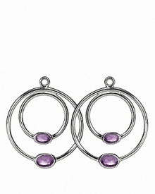 Double up with concentric hoop charms punctuated by alluring amethyst stones. The perfect complement to PANDORA french wire and hoop earrings.