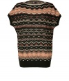 Work an iconic note into your knitwear favorites with Missoni Ms eye-catching variegated knit top - Boat-neckline, short dolman sleeves, black fine ribbed trim, slim fit - Pair with tailored separates and ladylike accessories for chic days at the office