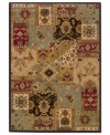 Boasting the weathered look of antique area rugs, the Perennial area rug from Sphinx updates this tradition with pops of colors like burgundy, sage and autumn bronze in a captivating patchwork arrangement. Crafted in the USA with a hard-twist nylon construction for eye-catching, durable design.