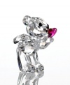 Romance is in the air with this Swarovski crystal Kris Bear. Puckering up to a perfect fuchsia heart, he's sure to win over your special valentine.