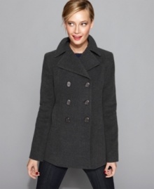 Kenneth Cole Reaction's pea coat embraces the preppy side of life. Wear over your favorite pair of dark wash denim, because classic styling is always in fashion! (Clearance)