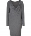 With its softly draped neckline and figure-hugging jersey, Donna Karans cocoon dress is a chic, feminine choice for contemporary daytime looks - Softly draped cowl neckline, raglan long sleeves, gathered side, contoured seams, pleated back yolk, tapered hemline - Loosely fitted top, form-fitting sleeves and skirt - Perfect for showcasing brightly tinted statement accessories