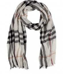 Perfect for taking through all four seasons, Burberry Londons ultra soft merino-cashmere scarf is a chic and versatile way to wear the brands covetable check - Fringed ends, frayed edges - Wrap around timeless looks both indoors and out Perfect for taking through all four seasons, Burberry Londons ultra soft merino-cashmere scarf is a chic and versatile way to wear the brands covetable check - Fringed ends, frayed edges - Wrap around timeless looks both indoors and out