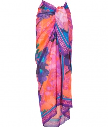 Whether tied around your waist or worn as a tropical-chic scarf, this Matthew Williamson Escape printed sarong injects summer-ready style into your look - Long convertible shape, allover tropical floral print, zebra print border - Style with a printed bikini and sandals or tied around your neck with an elevated jeans-and-tee ensemble Whether tied around your waist or worn as a tropical-chic scarf, this Matthew Williamson Escape printed sarong injects summer-ready style into your look - Long convertible shape, allover tropical floral print, zebra print border - Style with a printed bikini and sandals or tied around your neck with an elevated jeans-and-tee ensemble